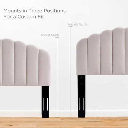Veronique Performance Velvet Twin Headboard by Modway beige velvet with curved scalloped panels on Tampa Home & Garden Store