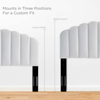 Veronique Velvet Twin Headboard by Modway white velvet with vertical tufts and adjustable mounts on Tampa Home & Garden Store