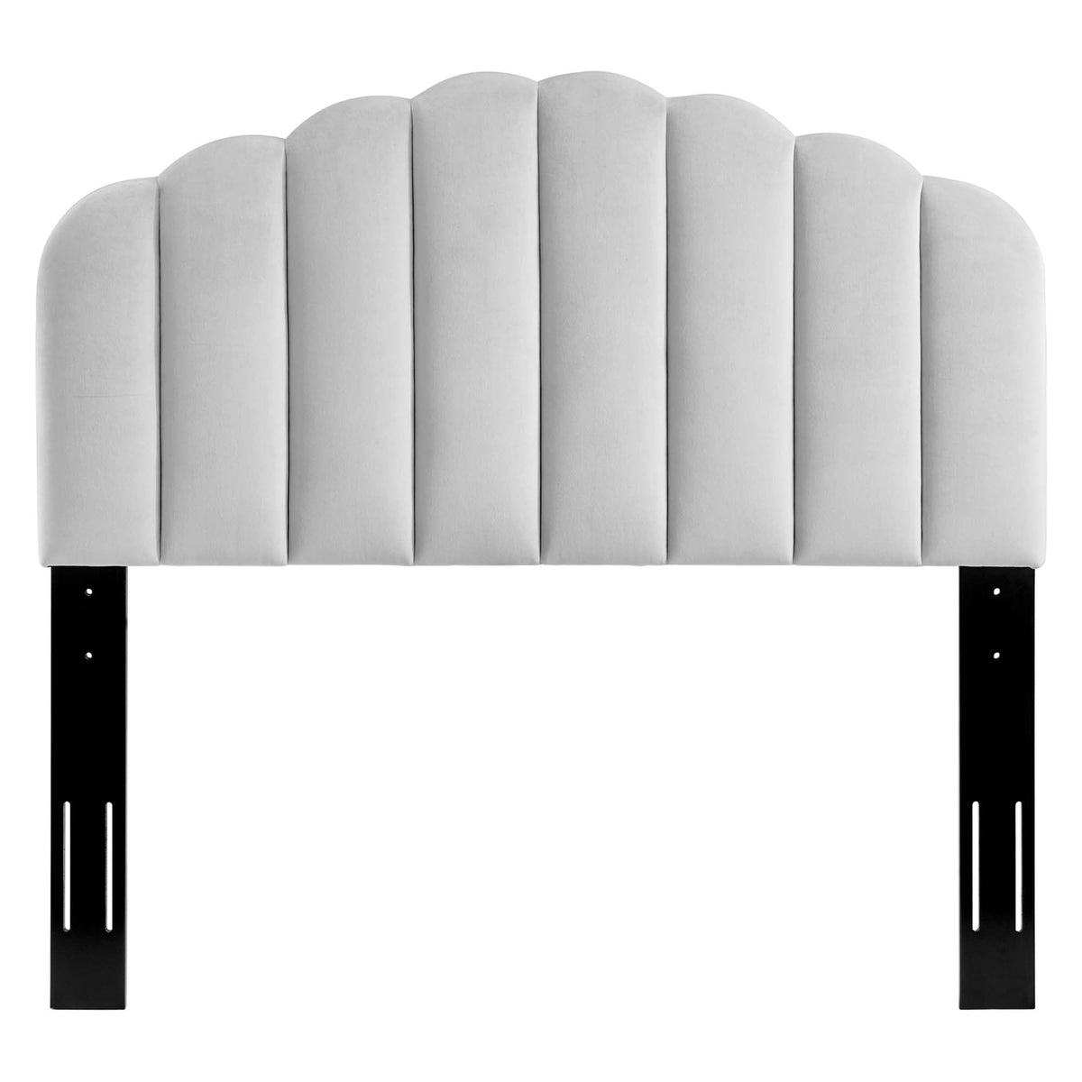 Veronique Performance Velvet Headboard Full/Queen in light gray velvet with vertical panels on Tampa Home & Garden Store