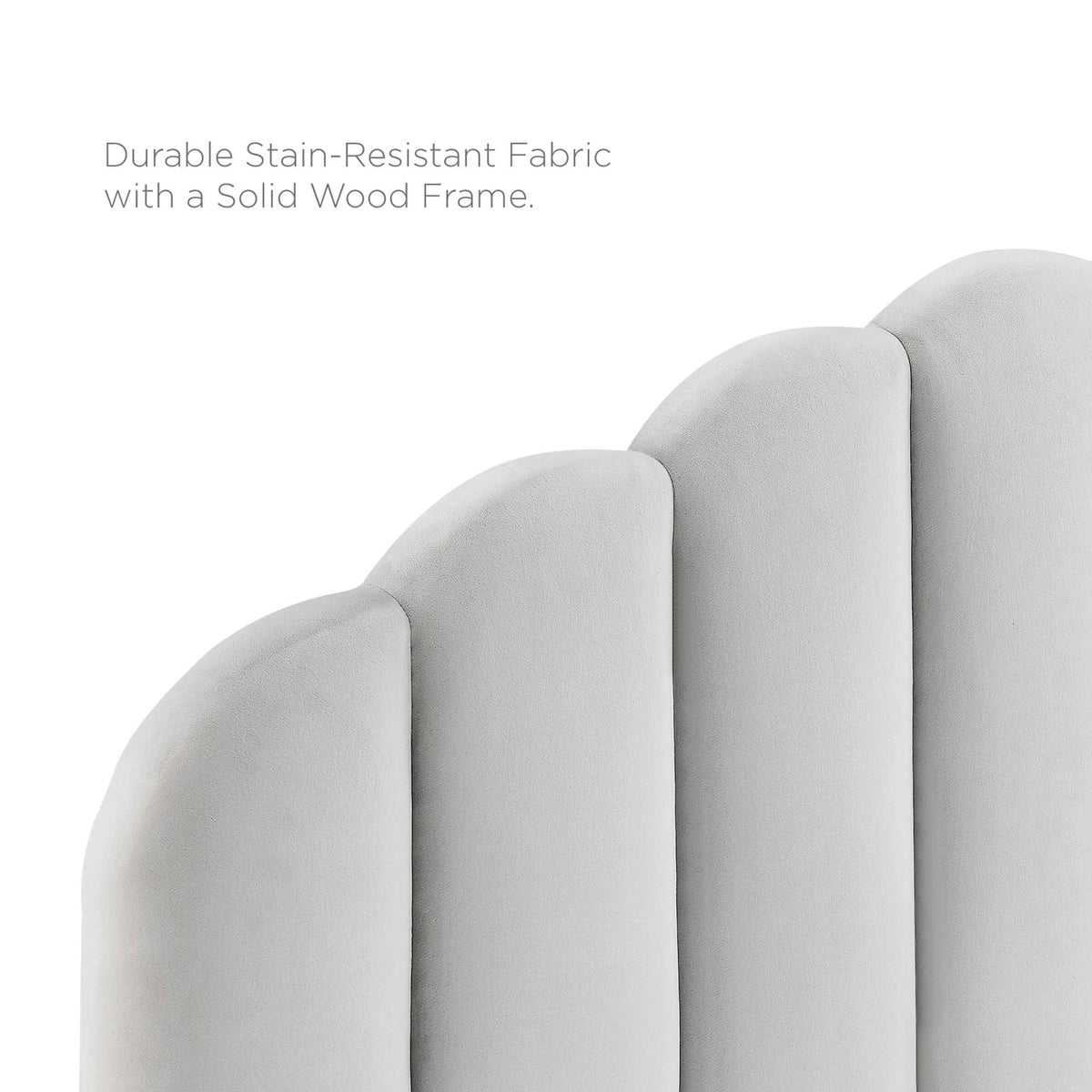 Veronique Performance Velvet Headboard Full/Queen in light gray velvet with curved panels on Tampa Home & Garden Store