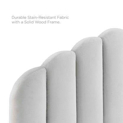 Veronique Performance Velvet Headboard Full/Queen in light gray velvet with curved panels on Tampa Home & Garden Store