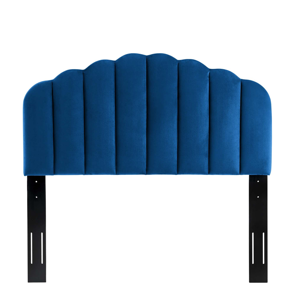 Veronique Performance Velvet headboard in cobalt blue with scalloped tufted panels on Tampa Home & Garden Store