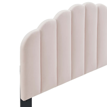 Veronique Performance Velvet headboard in blush pink with vertical channels full/queen on Tampa Home & Garden Store