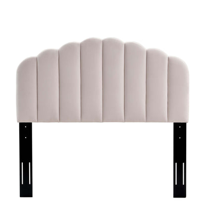 Veronique Performance Velvet Full/Queen Headboard, blush pink velvet, scalloped panels by Modway on Tampa Home & Garden Store