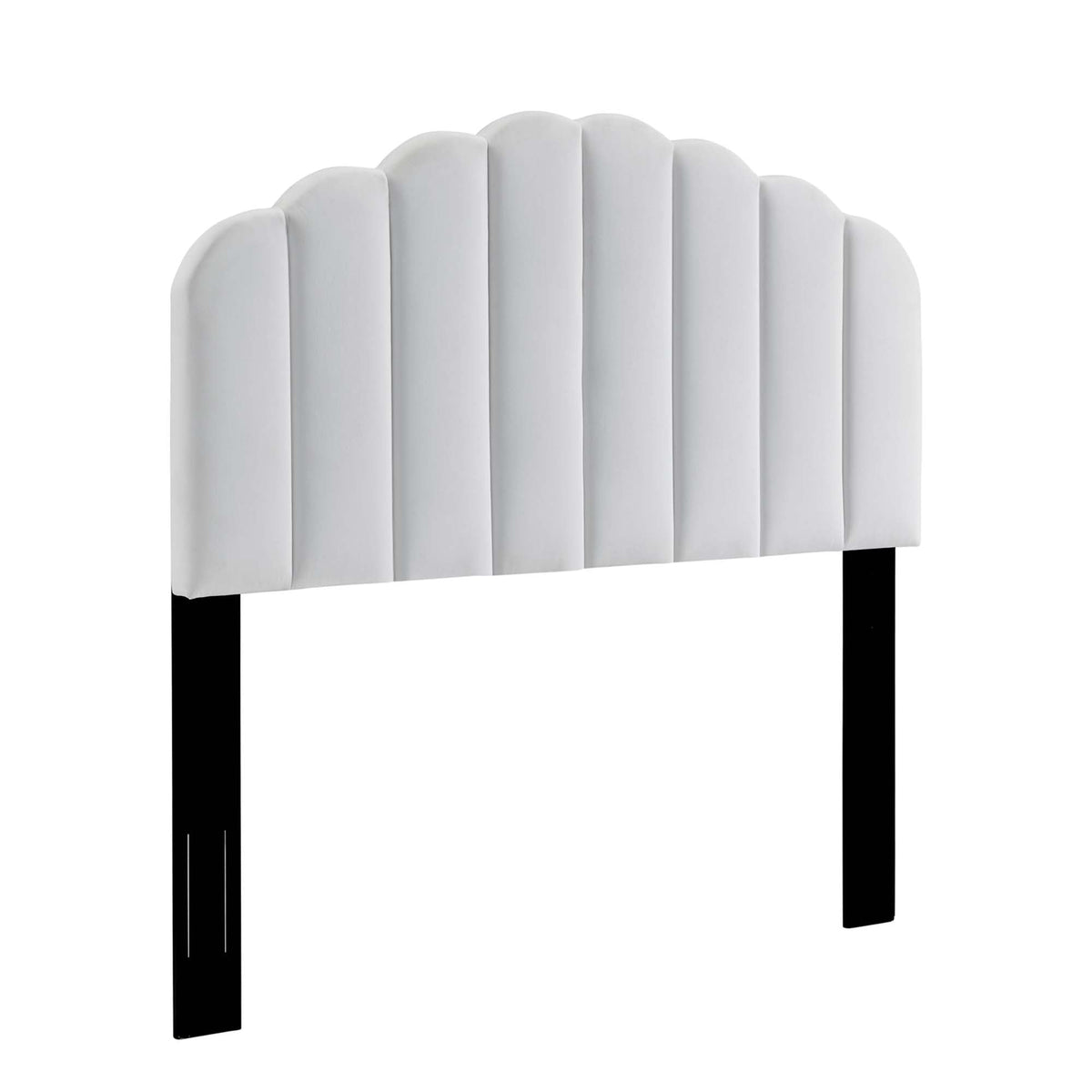 Veronique Performance Velvet Full/Queen Headboard in light gray with scalloped panels on Tampa Home & Garden Store