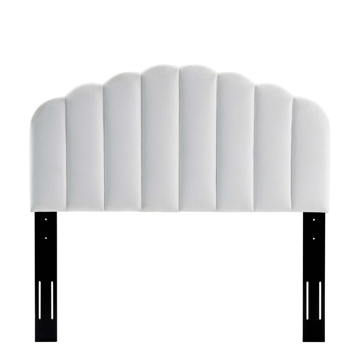 Veronique Performance Velvet headboard Full/Queen in white velvet with scalloped panels on Tampa Home & Garden Store