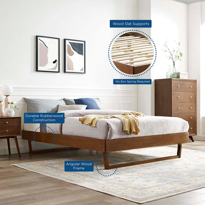 Billie Wood Platform Bed Frame by Modway in walnut finish with angular frame and wood slat supports on Tampa Home & Garden Store