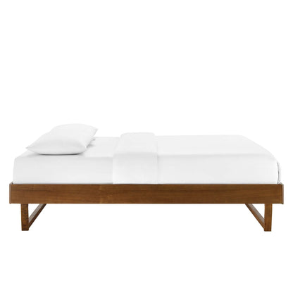 Billie Wood Platform Bed Frame by Modway warm brown wood base with white bedding on Tampa Home & Garden Store