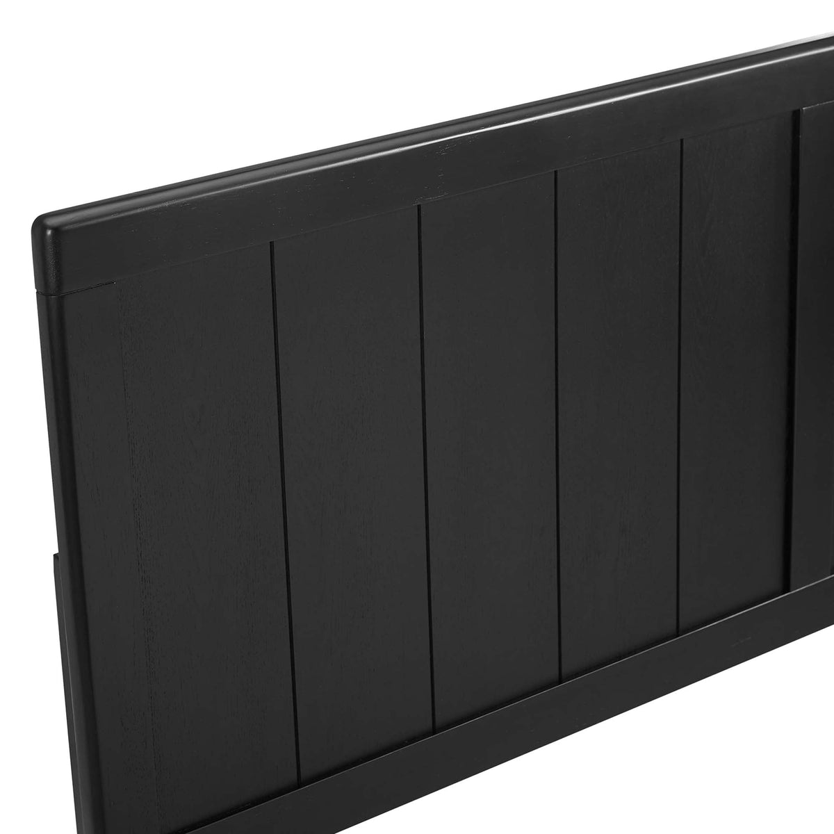 Robbie Wood Headboard, black wood panel with vertical planks and rounded top edge on Tampa Home & Garden Store