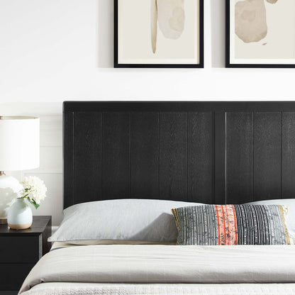 Robbie Wood Headboard by Modway, black wood panel with vertical slats and two prints above on Tampa Home & Garden Store