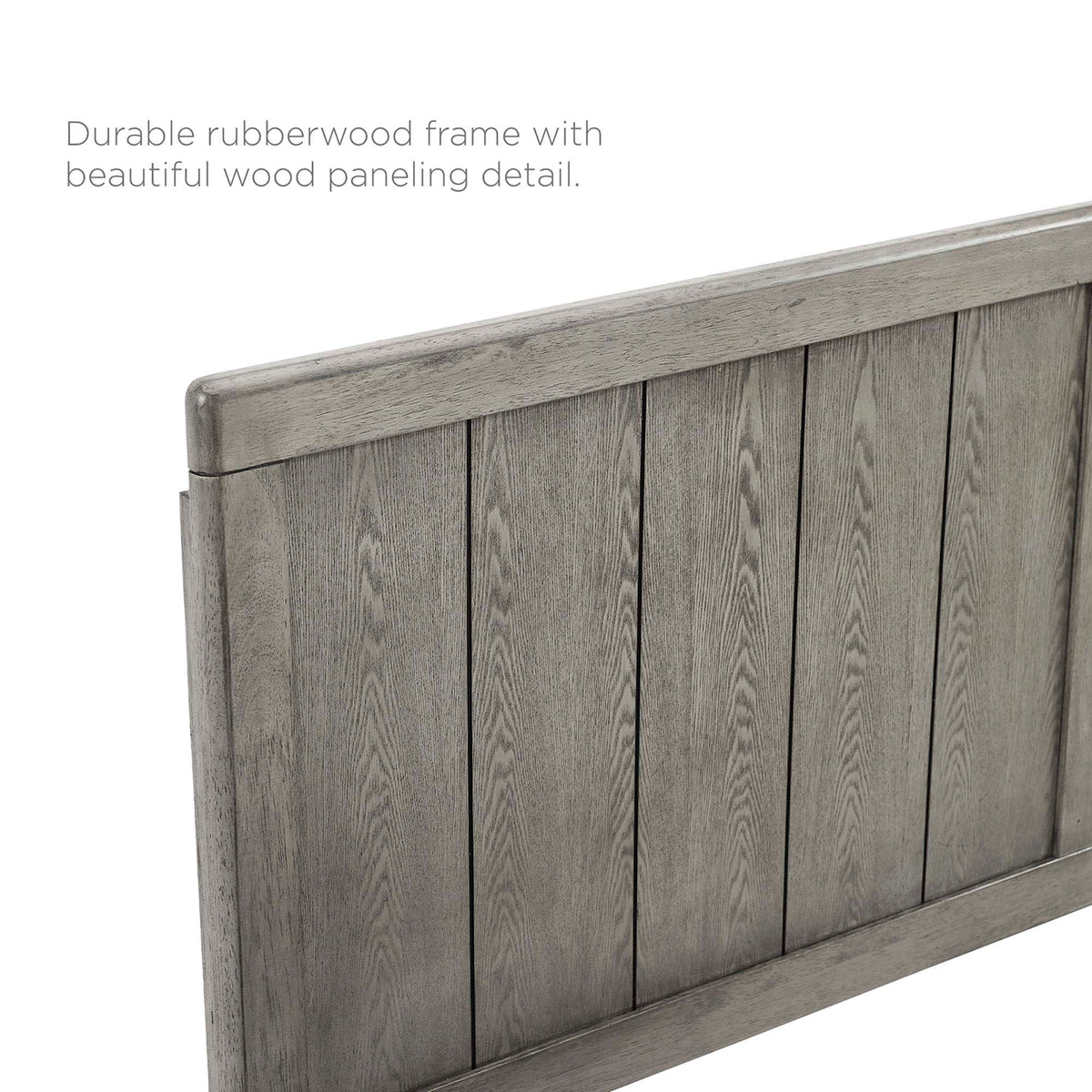 Robbie Wood Headboard by Modway with durable rubberwood frame and weathered wood paneling detail on Tampa Home & Garden Store