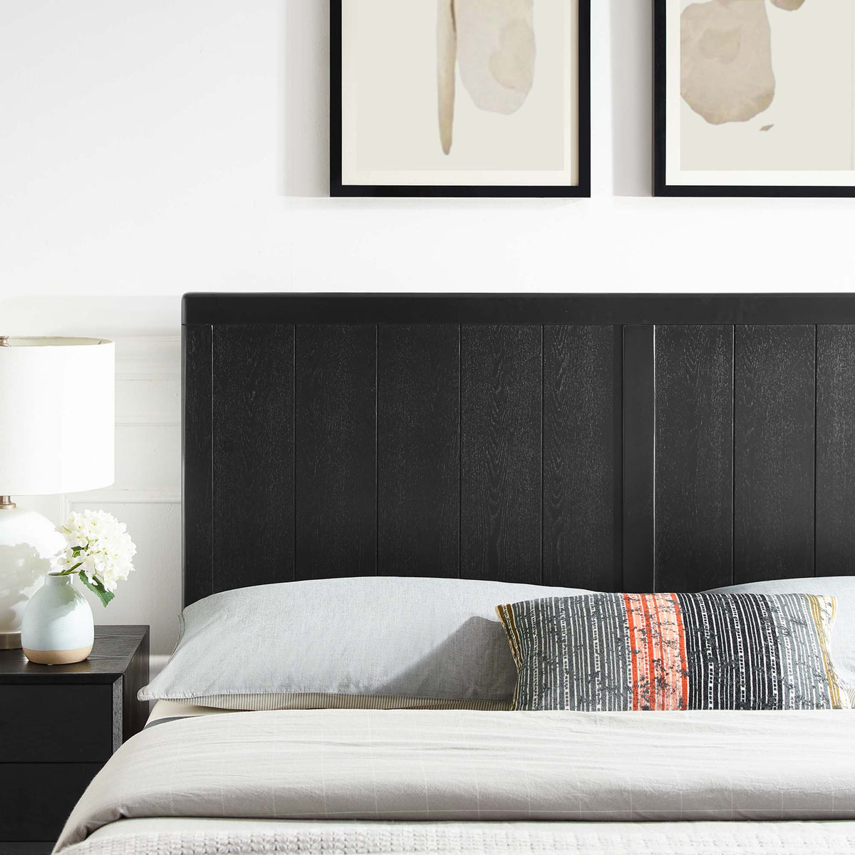 Robbie Wood Headboard by Modway, black stained wood panels on Tampa Home & Garden Store
