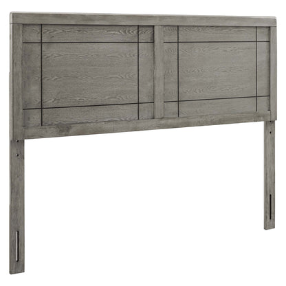 Archie Wood Headboard, gray weathered wood with grid-panel detailing, by Modway on Tampa Home & Garden Store