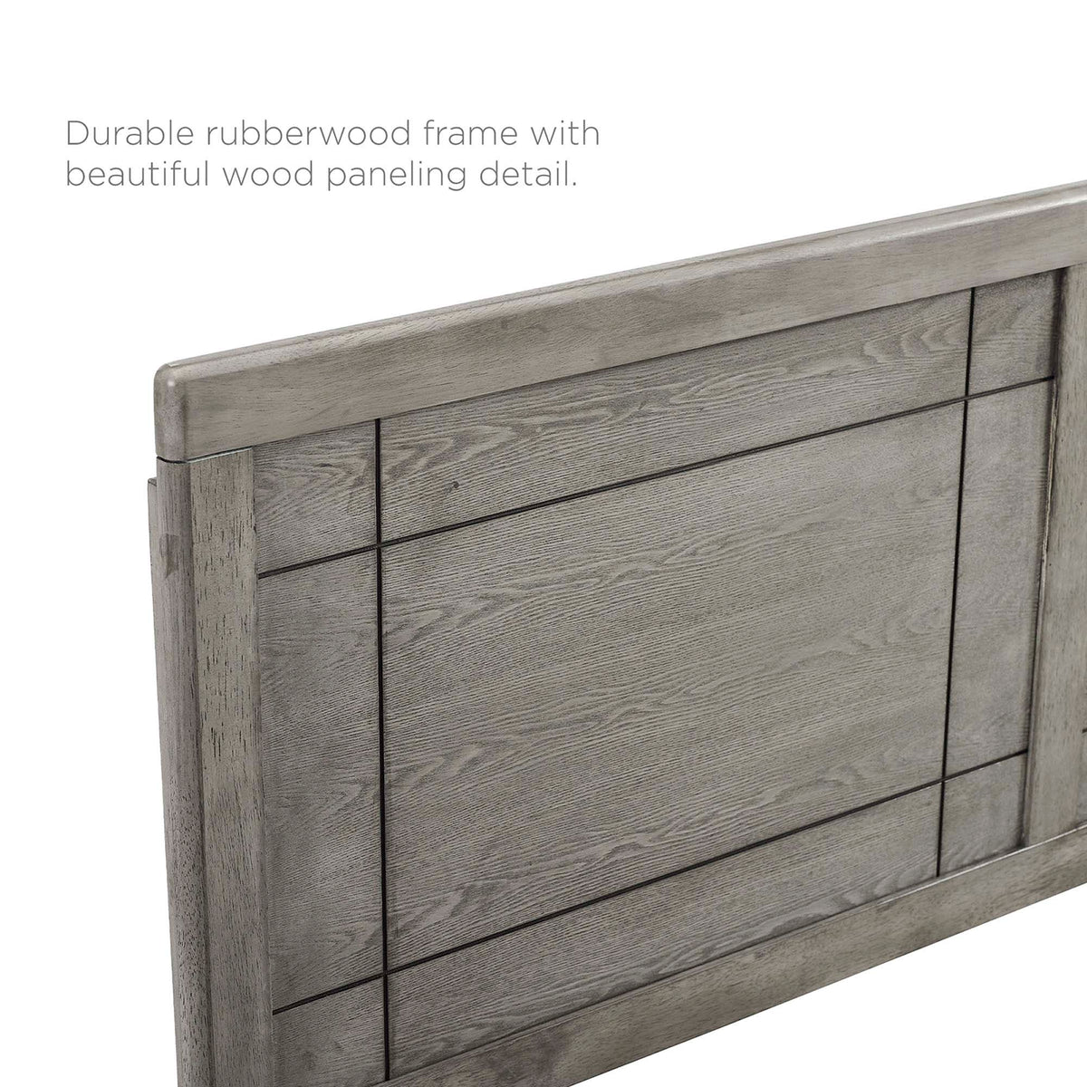 Archie Wood Headboard by Modway, gray rubberwood frame with wood paneling detail on Tampa Home & Garden Store