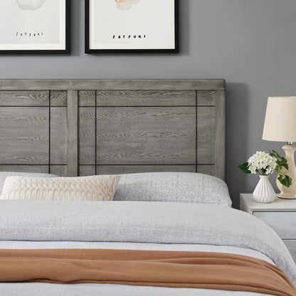 Archie Wood Headboard by Modway, weathered gray wood with paneled grid design on Tampa Home & Garden Store