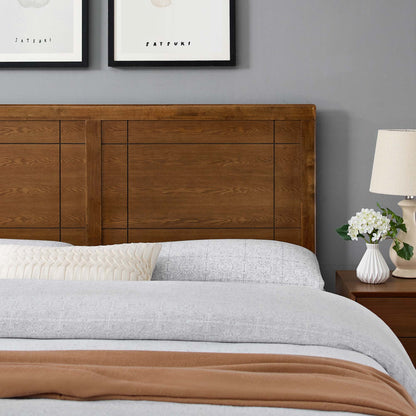 Archie Wood Headboard by Modway, brown wood with grid panel detailing on Tampa Home & Garden Store
