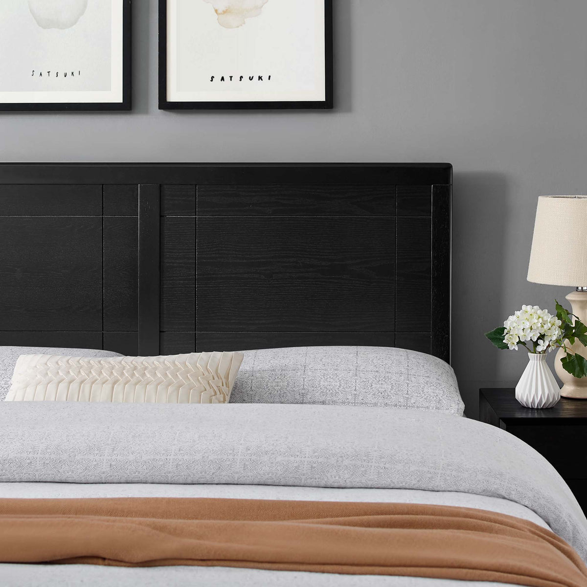 Archie Wood Headboard by Modway, black wood panel design, HouseOfZazla on Tampa Home & Garden Store