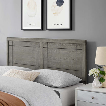 Archie Wood Headboard by Modway in weathered gray wood with paneled detail on Tampa Home & Garden Store