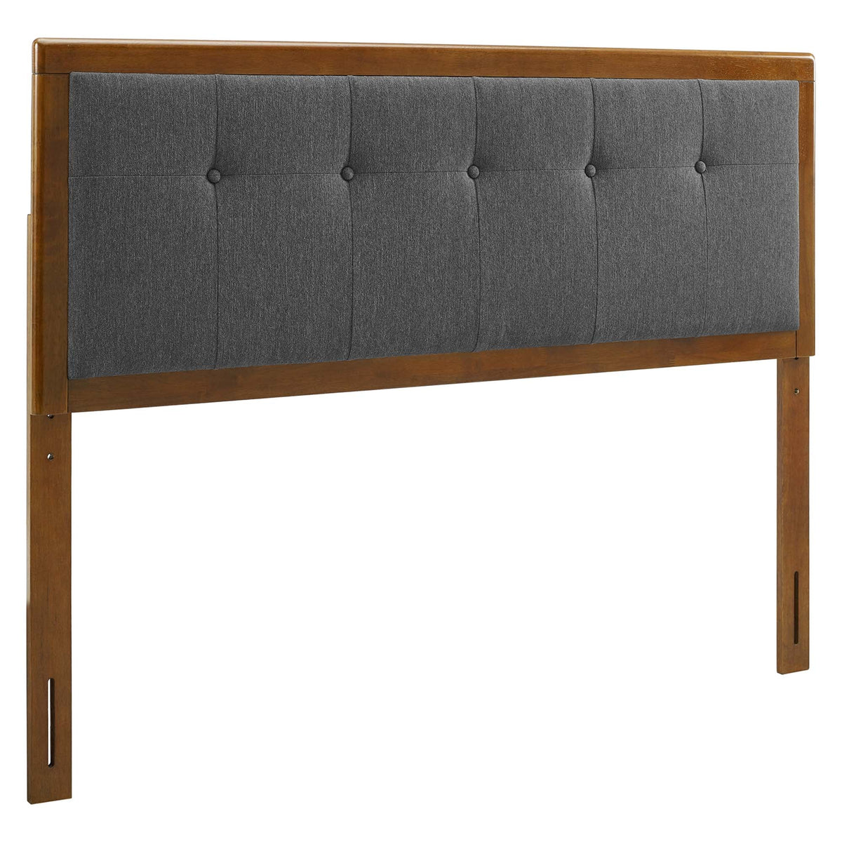 Willow Wood full platform bed with gray tufted headboard and splayed legs HouseOfZazla on Tampa Home & Garden Store