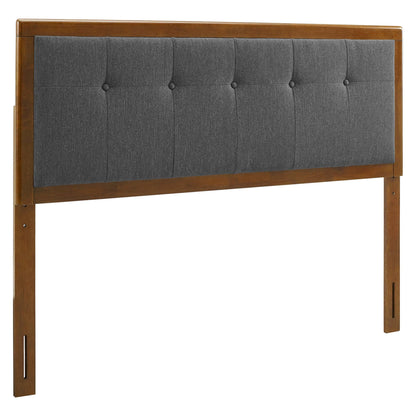 Willow Wood full platform bed with gray tufted headboard and splayed legs HouseOfZazla on Tampa Home & Garden Store
