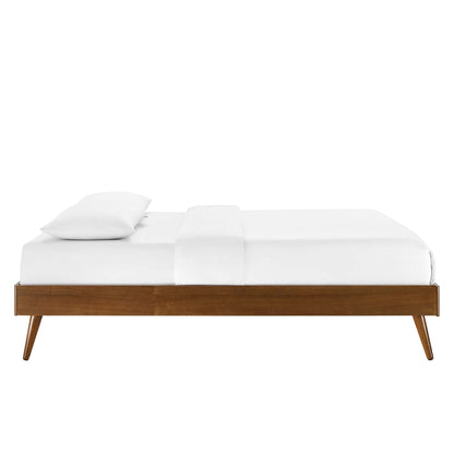 Stylish Twin Platform Bed With Splayed Wood Legs
