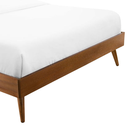 Margo wood platform bed frame by Modway with white mattress and tapered legs on Tampa Home & Garden Store
