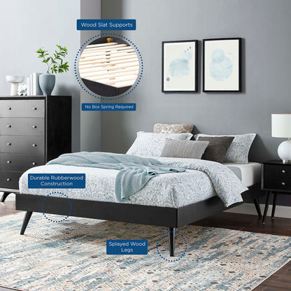 Modway Margo wood platform bed frame with dark rubberwood and splayed legs on Tampa Home & Garden Store