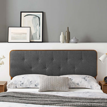 Collins Tufted Fabric and Wood Full Headboard grey fabric with wood frame HouseOfZazla on Tampa Home & Garden Store