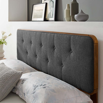 Collins tufted fabric and wood full headboard by Modway, gray headboard with wood frame on Tampa Home & Garden Store