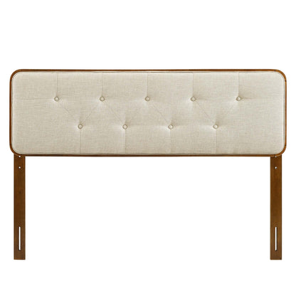 Collins Tufted Fabric and Wood Headboard beige upholstered with button tufting and wood frame on Tampa Home & Garden Store