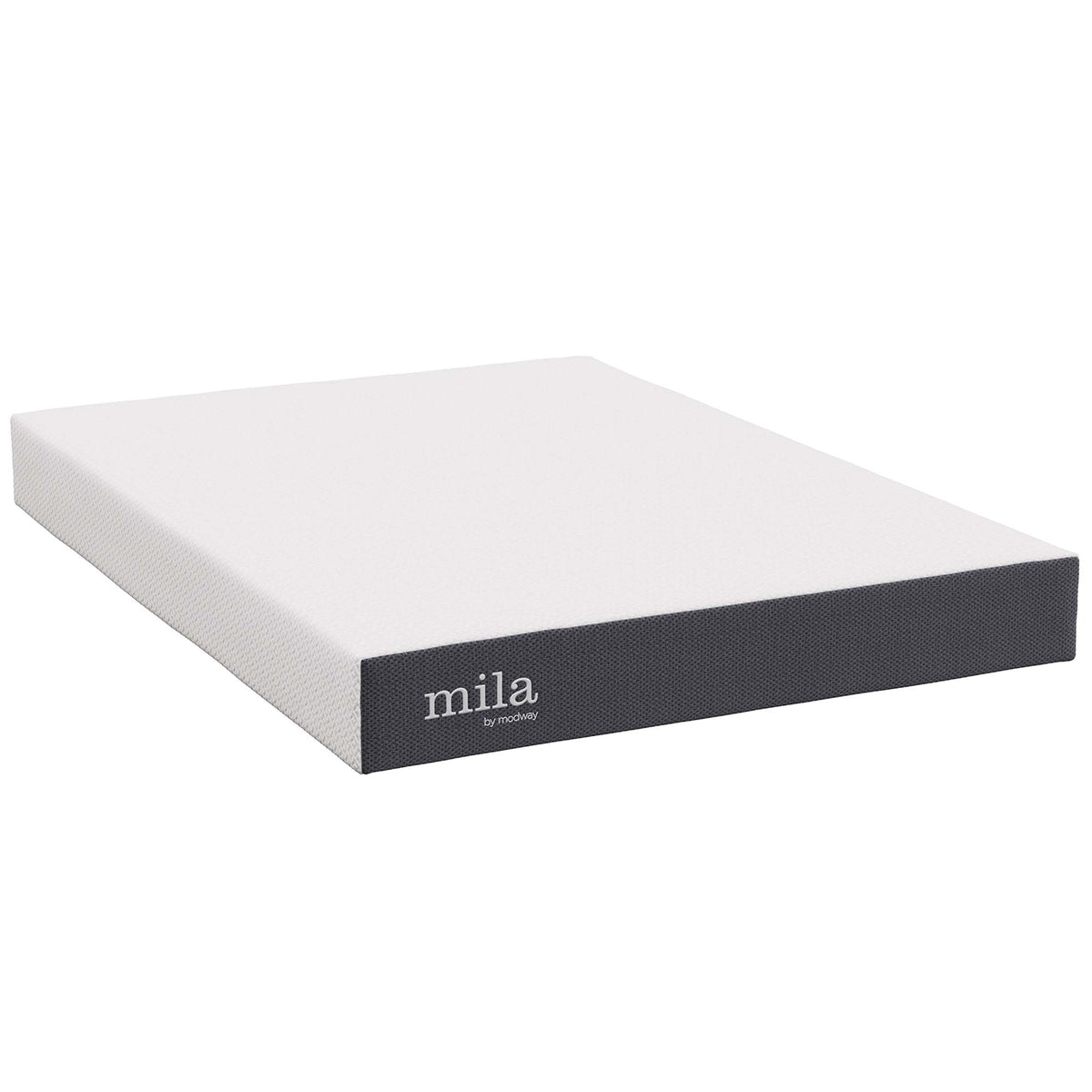 Mila 8-inch Twin Mattress with white textured cover and Modway branding on black box on Tampa Home & Garden Store
