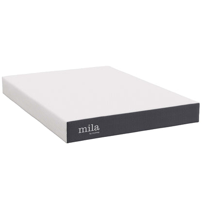 Mila 8-inch Twin Mattress with white textured cover and Modway branding on black box on Tampa Home & Garden Store