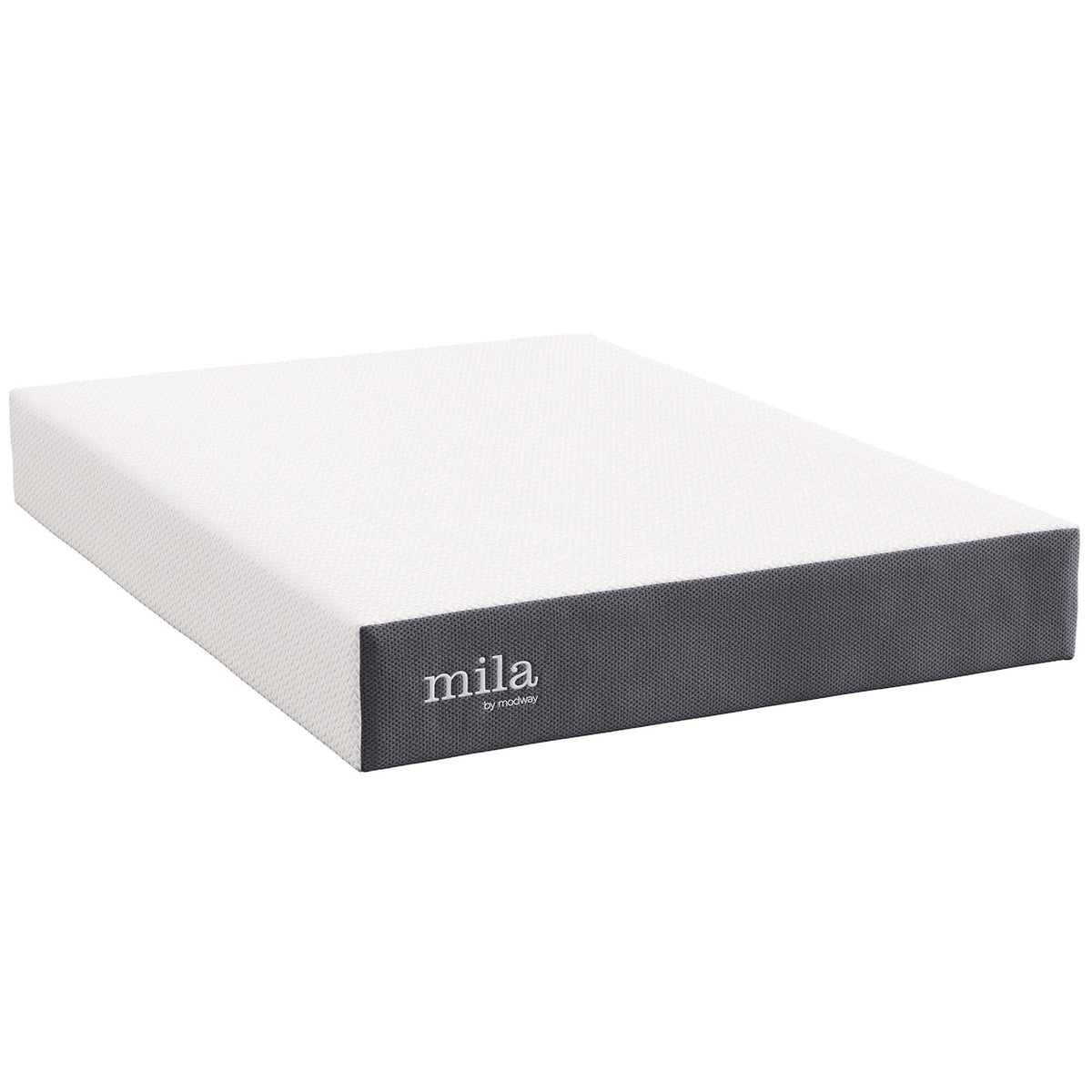 Mila 10in Twin Mattress white textured cover with Modway branding on packaging on Tampa Home & Garden Store