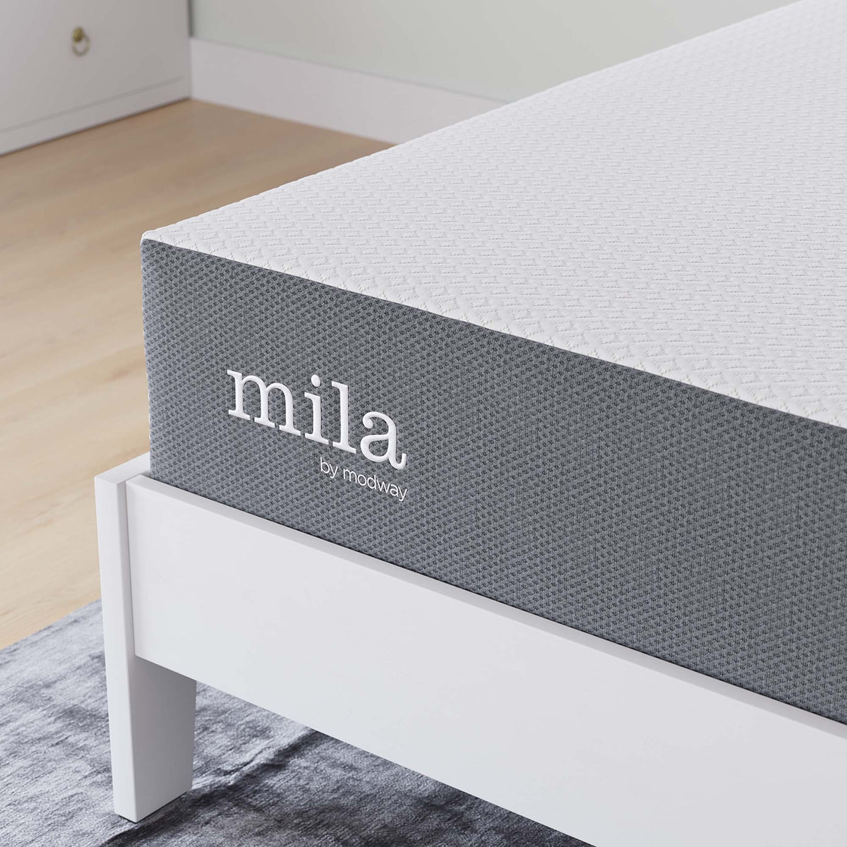 Mila 10in Twin Mattress white textured top with grey side panels by Modway on Tampa Home & Garden Store