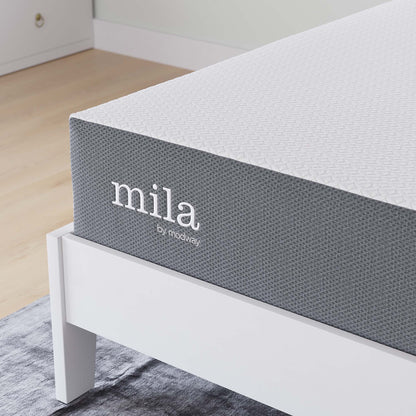 Mila 10in Twin Mattress white textured top with grey side panels by Modway on Tampa Home & Garden Store