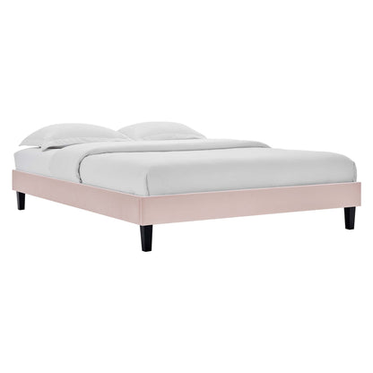 Reign Performance Velvet Platform Bed Frame in blush pink with black legs on Tampa Home & Garden Store
