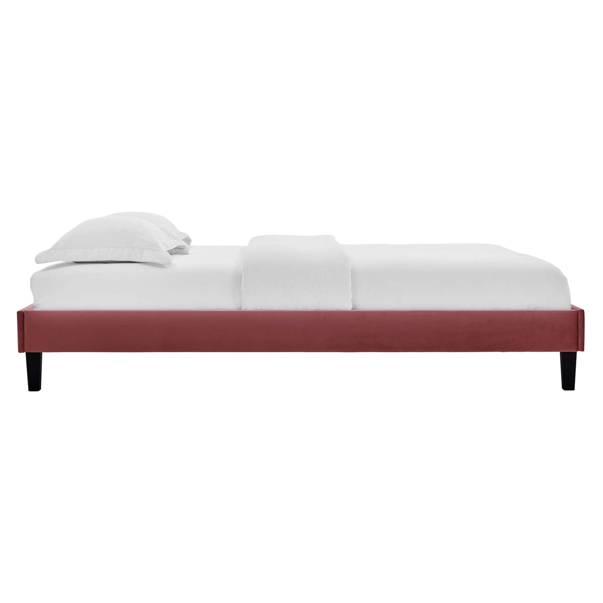 Reign Performance Velvet Platform Bed Frame by Modway red velvet frame with black legs on Tampa Home & Garden Store