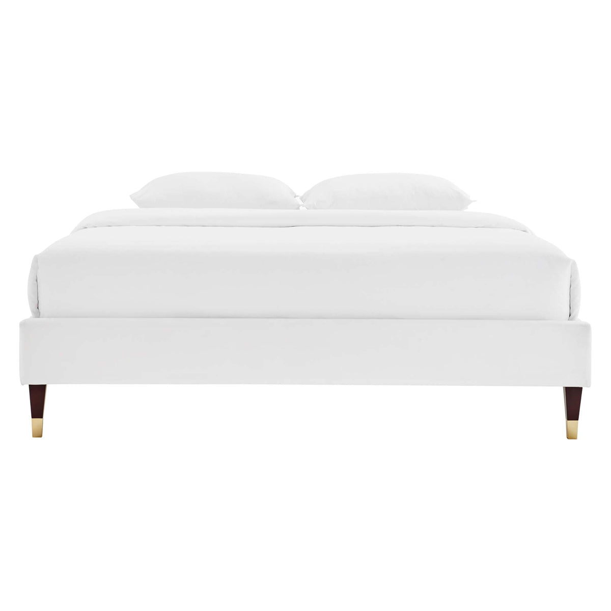 Current Performance Velvet Queen Platform Bed by Modway dusty rose and white velvet wood legs on Tampa Home & Garden Store