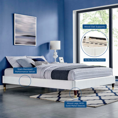 The Harlow Velvet Queen Platform Bed by Modway