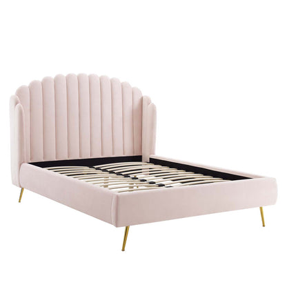 Lana Performance Velvet Queen Wingback Bed