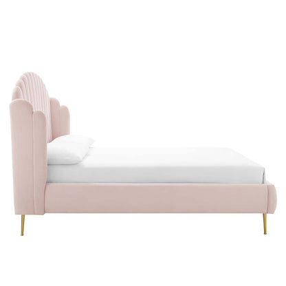 Lana Performance Velvet Queen Wingback Bed