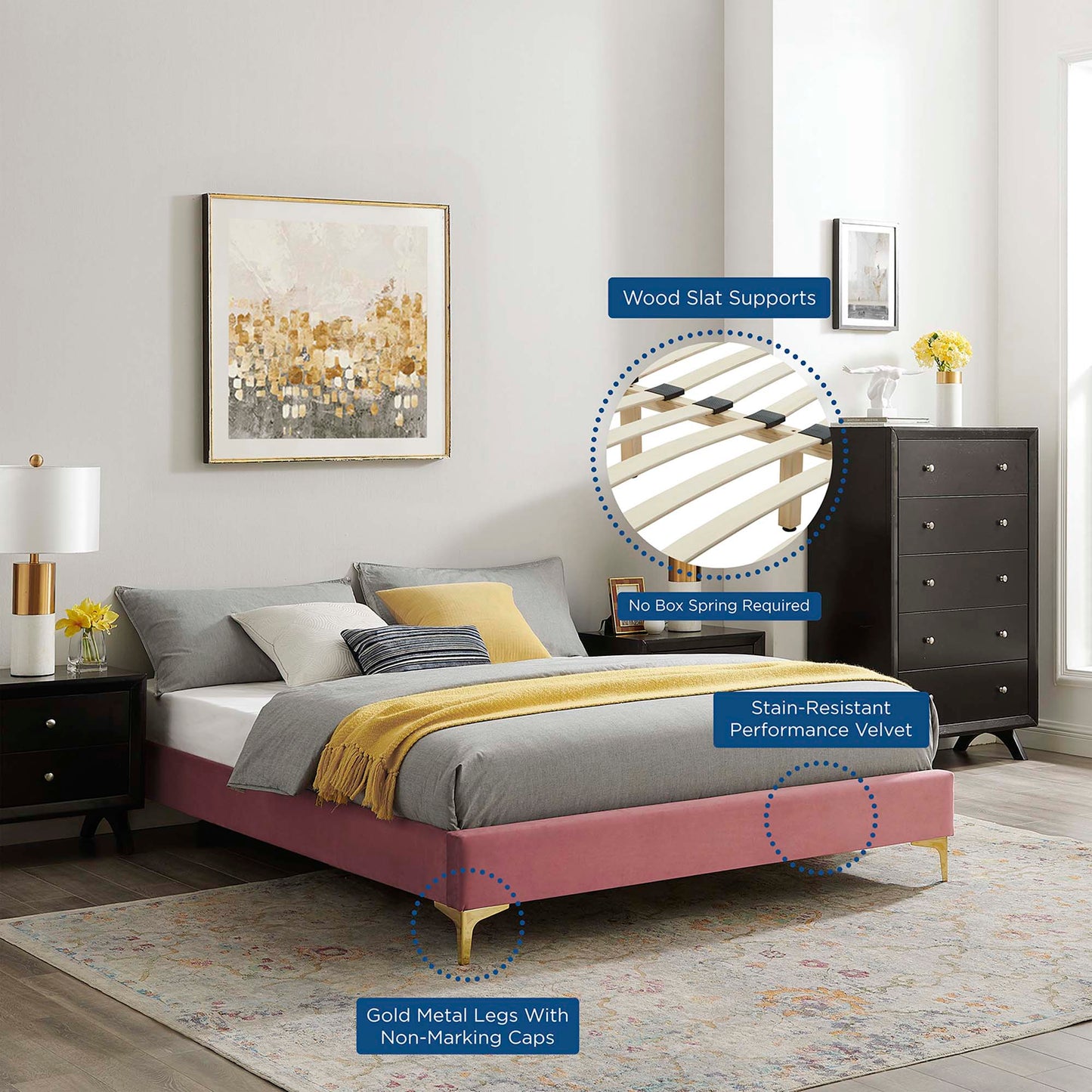 Modway Sutton Performance Velvet Full Bed Frame