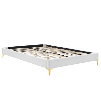 Sutton Performance Velvet Bed Frame by Modway white frame with gold legs and slats on Tampa Home & Garden Store