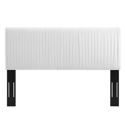Eloise Channel Tufted Performance Velvet White Full/Queen Headboard with vertical channels on Tampa Home & Garden Store