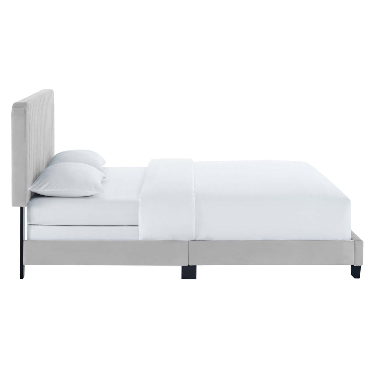 Celine Channel Tufted Performance Velvet Full Bed with white upholstery on Tampa Home & Garden Store