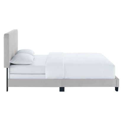 Celine Channel Tufted Performance Velvet Full Bed with white upholstery on Tampa Home & Garden Store