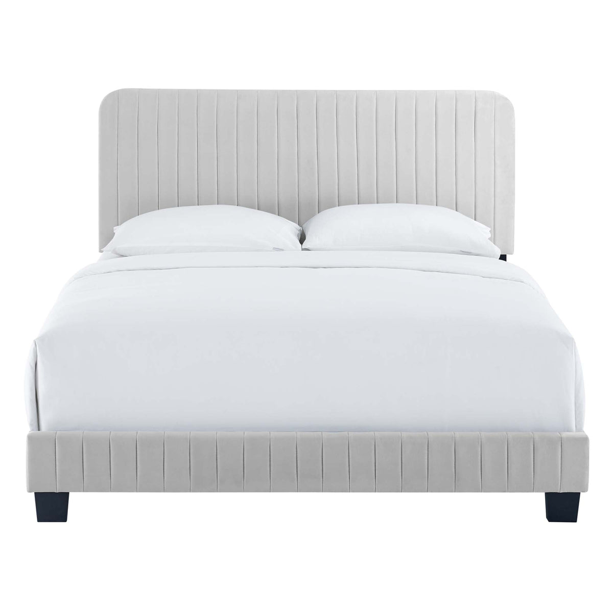 Celine Channel Tufted Velvet Full Bed by Modway, light grey headboard with channels on Tampa Home & Garden Store
