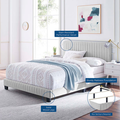 Celine Channel Tufted Velvet Full Bed by Modway, gray tufted headboard, solid wood legs on Tampa Home & Garden Store