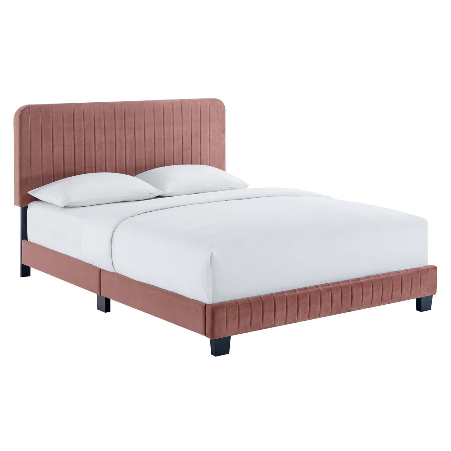 Celine Channel Tufted Velvet Full Platform Bed