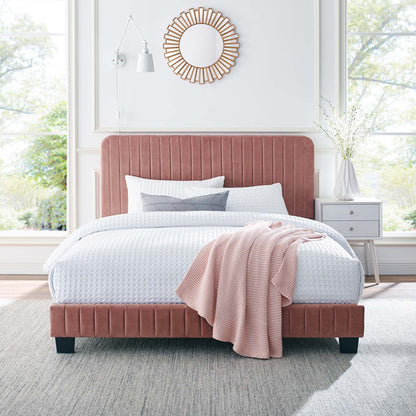 Celine Channel Tufted Velvet Full Platform Bed